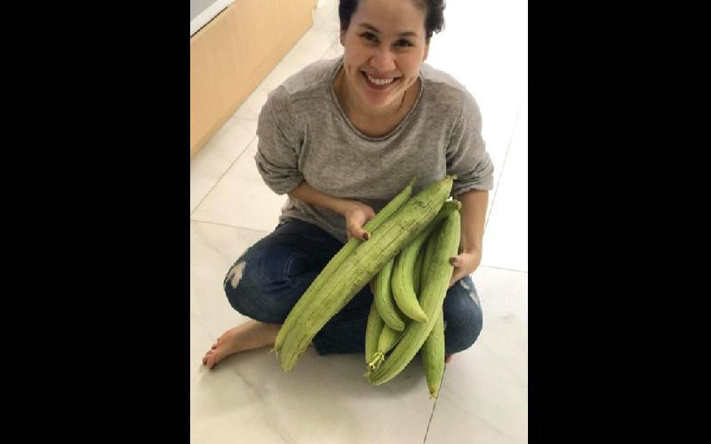 Những quả mướp sau khi thu hoạch được Thân Thúy Hà chế biến thành các món ăn thanh mát mùa hè như canh, luộc. Chị chia sẻ vì gia đình đông người lại ăn rau thay cơm nên chỉ ba ngày là hết 10 quả mướp.