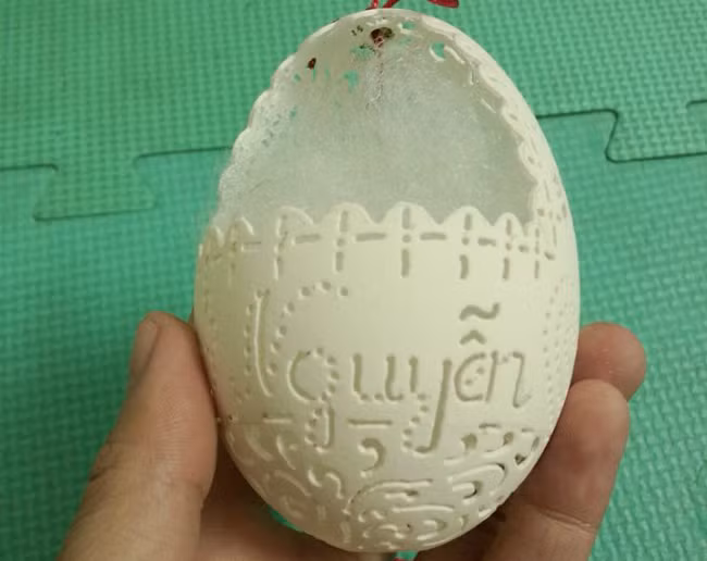 Tuy nhiên, trứng đà điều cần có mũi khoan chuyên dụng, dễ hỏng mũi khoan mà mua lại khó. Nên khách có đặt sản phẩm từ vỏ trứng này, chị cũng cần xem xét. Mỗi vỏ trứng hoàn thiện, chị bán giá dao động từ 60.000 – 1,5 triệu đồng, tùy từng vỏ trứng. Chị cho biết điều khó khăn nhất là khâu vận chuyển. “Vỏ trứng mỏng manh, dễ vỡ nên vận chuyển xa vỡ khá nhiều, mình lại phải đền cho khách. Vì thế, mình hạn chế nhận đơn ở tỉnh, chỉ nhận đơn ở Hà Nội và khuyến khích đến tận nơi lấy”, chị chia sẻ.