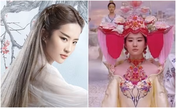 "Thần tiên tỷ tỷ" Lưu Diệc Phi từng có những tạo hình cổ trang xấu thuộc hàng thảm họa. Nổi tiếng nhất phải kể tới vai Bạch Thiển trong phim điện ảnh Tam sinh tam thế: Thập lý đào hoa. Trong phim, người đẹp có nhiều tạo hình khá rườm rà, thừa thãi. Đỉnh điểm là bộ trang phục trong hôn lễ với Thái tử Dạ Hoa (Dương Dương). Chiếc mũ đội đầu của Bạch Thiển bị cư dân mạng mỉa mai rằng trông không khác gì "mâm ngũ quả". Chiếc váy khoét ngực sâu cũng để lộ nhược điểm vai xuôi của Lưu Diệc Phi.