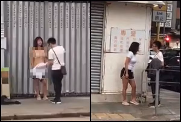 Cai nhau voi ban trai, co gai coi do ngay giua pho dong nguoi