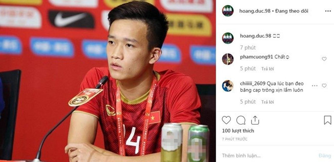 Tiền vệ Nguyễn Hoàng Đức chia sẻ niềm vui khi cùng đồng đội giành chiến thắng trước đội tuyển U22 Trung Quốc. Dưới bài đăng của cầu thủ CLB Viettel, nhiều fan nhanh chóng để lại bình luận khen ngợi và chúc mừng.