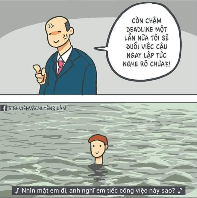 Nếu bị cấp trên nhắc nhở khi bị trễ deadline thì đừng dại trả lời theo gợi ý này, bởi có thể ít lâu sau ta sẽ phải "về quê nuôi cá và trồng thêm rau". Ảnh: Sinh viên và chuyện đi làm.