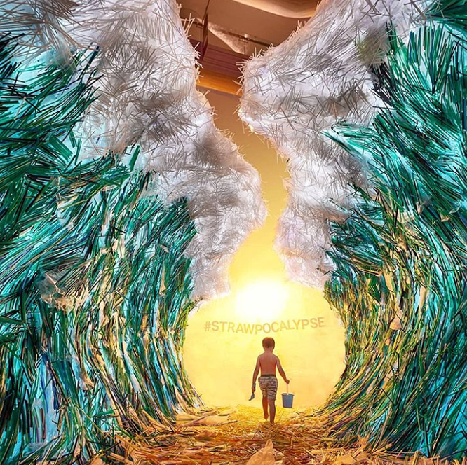 Benjamin đã tạo ra một bối cảnh đại dương từ ống hút cho thấy những hiểm họa từ rác thải nhựa đang ẩn trong nước biển. Với dự án này, anh hy vọng sẽ thúc đẩy mọi người có ý thức hơn trong việc sử dụng đồ nhựa.