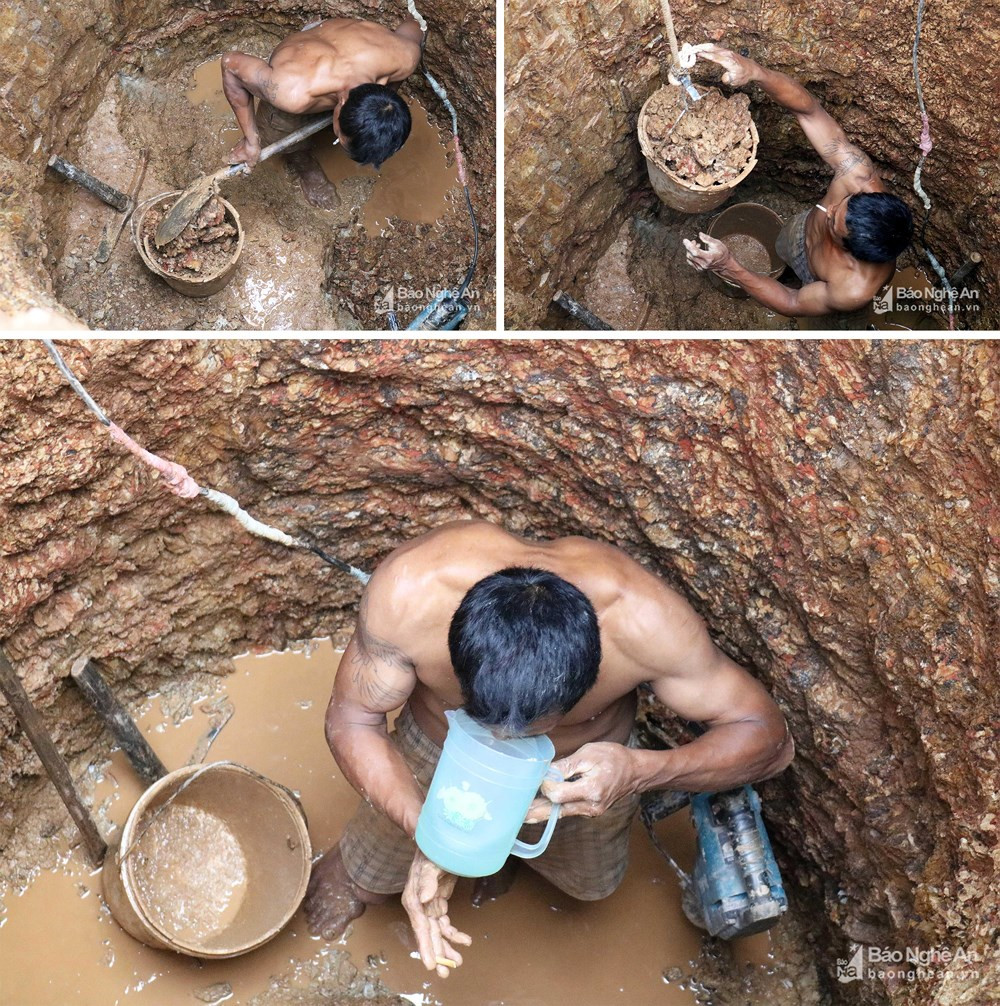 Anh Nguyễn Văn Thắng - một người từng làm nghề đào giếng lâu năm ở xã Thanh Khê, huyện Thanh Chương cho rằng: Khi làm việc ở dưới giếng, thường chỉ có 1 người thợ chính đảm nhận hết mọi việc, vừa khoan, đào, vừa xúc đất, khiêng đá… Thợ chính khá vất vả vì phải lao động cật lực và chịu nhiều nguy cơ rình rập từ trong và trên giếng.