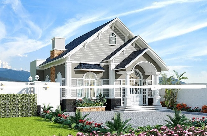 Mẫu biệt thự mini theo phong cách tân cổ điển mới lạ.