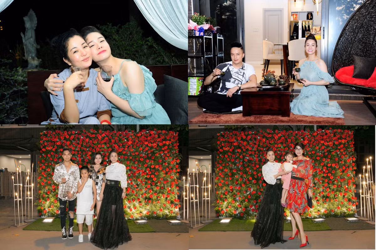 Có mặt trong bữa tiệc tân gia nhà mới của nữ ca sĩ Nhật Kim Anh, nhiều bạn bè thân thiết như ca sĩ Cao Thái Sơn, nhạc sĩ Khánh Đơn, người mẫu Trang Trần, diễn viên hài Thúy Nga... đã đến chia sẻ niềm vui sau những ngày vất vả của người em trong nghề.