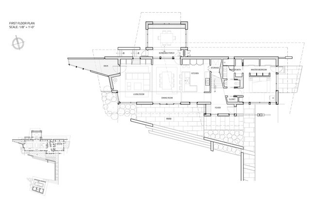 Sơ đồ thiết kế tầng 1 của ngôi nhà.