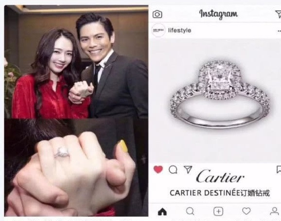 Trước đó vào tháng 3, trong ngày cầu hôn, Hướng Tả cũng đã trao tặng Quách Bích Đình chiếc nhẫn kim cương 5,03 carat. Theo Ifeng, chiếc nhẫn này có giá khoảng 900.000 USD.