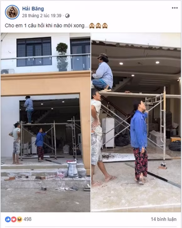 Hải Băng từng đăng ảnh nhà mới mua trong quá trình xây lại khá bề bộn.
