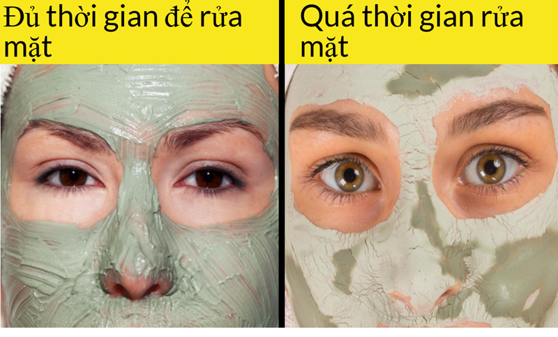 Đắp mặt nạ quá lâu không hề tốt cho da mặt. Thời gian lý tưởng là 10-15 phút. Đừng để lớp mặt khô cứng trên da mặt bạn.