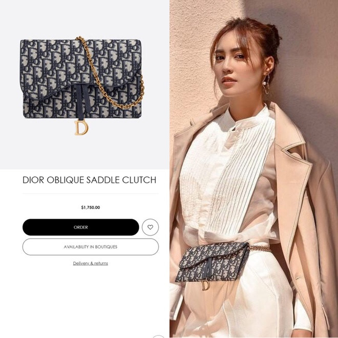 Mẫu Dior Oblique Saddle với nắp túi hình yên ngựa cũng nằm trong bộ sưu tập hàng hiệu của Lan Ngọc. Item được chào bán với giá 1.750 USD (hơn 40 triệu đồng).