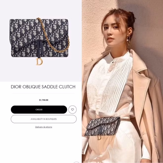 Mẫu Dior Oblique Saddle với nắp túi hình yên ngựa cũng nằm trong bộ sưu tập hàng hiệu của Lan Ngọc. Item được chào bán với giá 1.750 USD (hơn 40 triệu đồng).