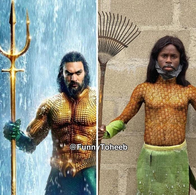 Aquaman phiên bản lá chuối thân thiện với môi trường. Có lẽ Aquaman này đang hưởng ứng trào lưu dọn rác #ChallengeForChange chăng?