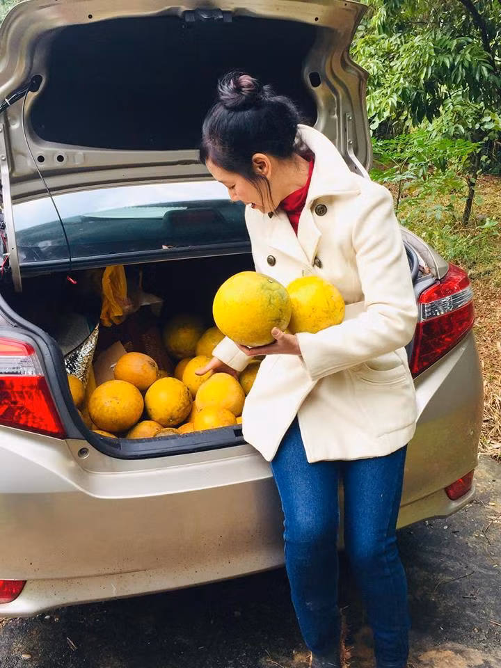 NSƯT Chiều Xuân còn thường xuyên mang thành quả ăn nuôi trồng được tại khu vườn ngoại ô này về chia cho bạn bè, người quen.