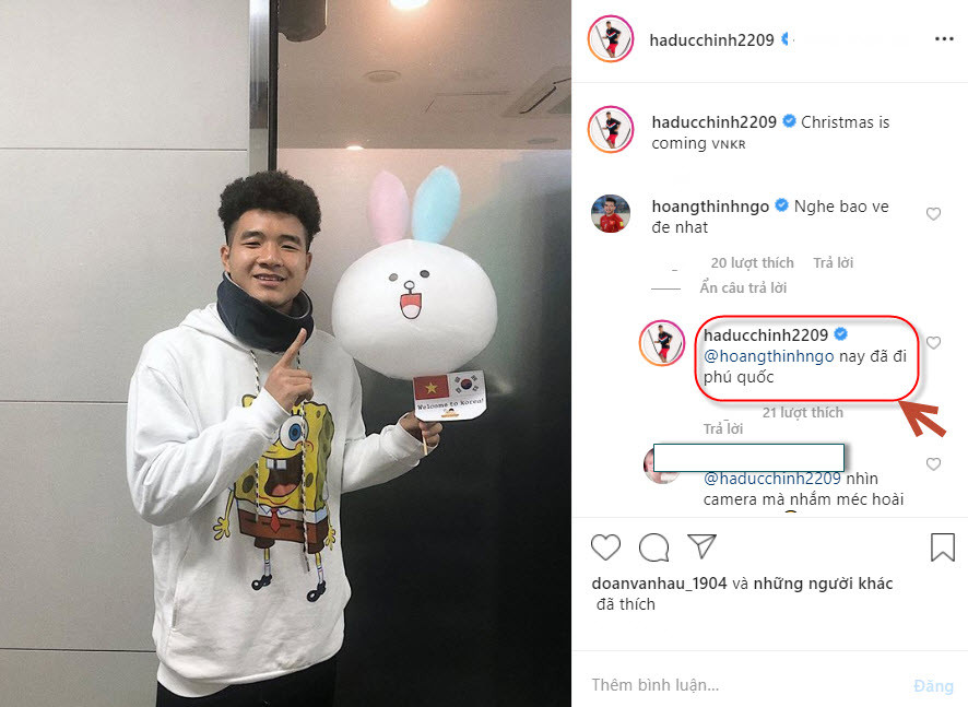 Hà Đức Chinh bình luận rằng chính mình đang ở Phú Quốc.