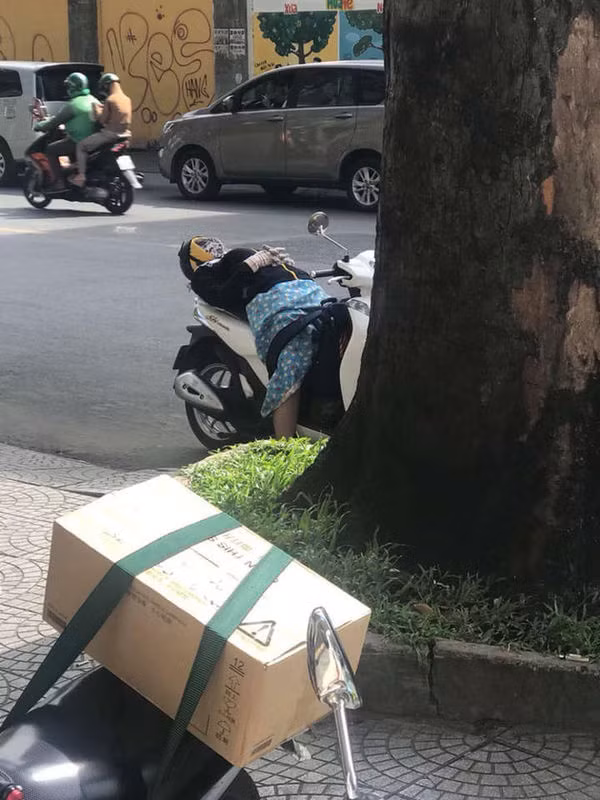 Ninja trum kin roi ngu tren xe giua duong khien moi nguoi to mo