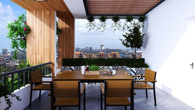 Sân thượng thoáng mát với vườn cây xanh mướt. *) Title do Kiến Thức biên tập lại