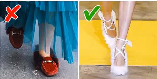  Sabo đính lông. Sabo đính lông thú có vẻ ngoài kỳ lạ song vẫn được đón nhận. Theo thời gian, thiết kế dần không được ưu ái. Điều đáng bàn, nếu như sabo đính lông thú bị “thất sủng” thì giày cao gót lông thú lại được chào đón. Với điểm nhấn là lớp lông vũ, những đôi giày cao gót trở nên sang chảnh, cá tính hơn.