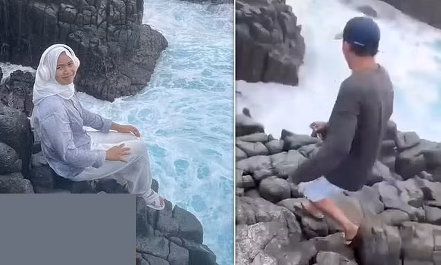 Trong một bức ảnh được chụp vài giây trước khi bị sóng đánh, cô gái trẻ được nhìn thấy đeo tai nghe, điều này có thể khiến cô không nghe thấy tiếng sóng.