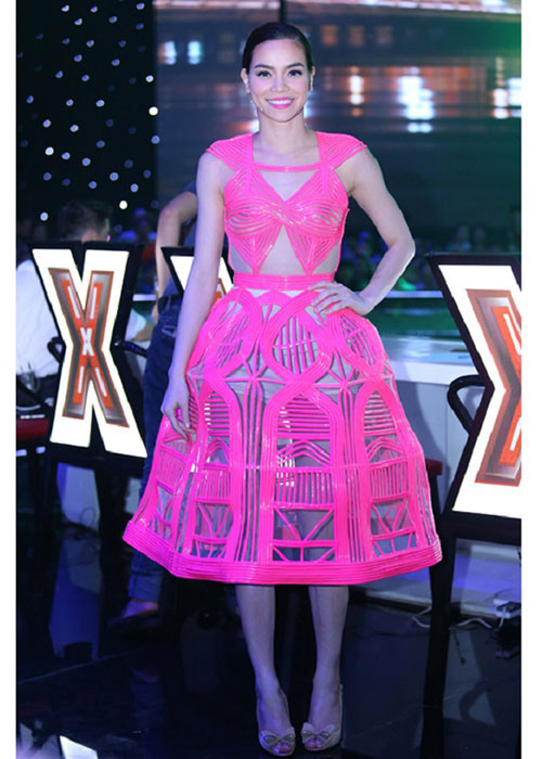 Chiếc váy 3D màu hồng với khoảng hở táo bạo của Hồ Ngọc Hà cũng từng gây tranh cãi. Ảnh: Danviet