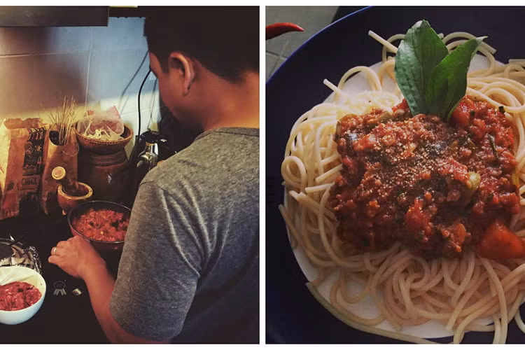 Kim Hiền không ít lần khoe niềm hạnh phúc được ông xã nấu ăn cho.