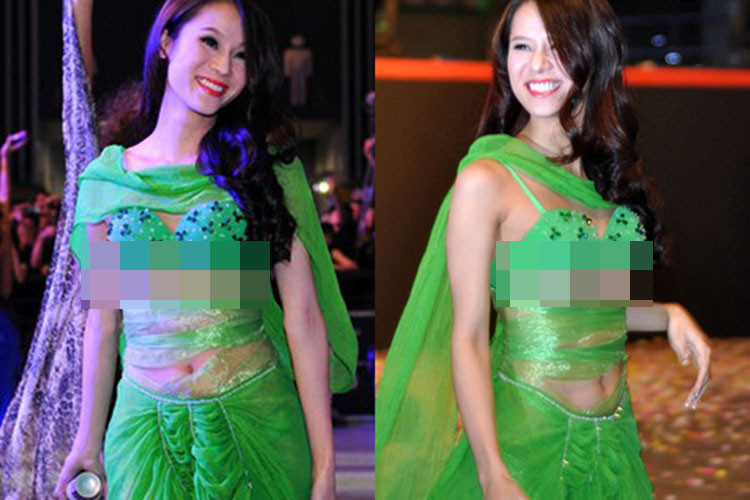 Năm 2012, Thái Hà bị phạt 5 triệu vì lộ ngực trong một buổi biểu diễn. Năm 2013, cô bị xử phạt 3,5 triệu đồng khi biểu diễn trong trang phục bị nhận xét như nội y. Ảnh: Zing