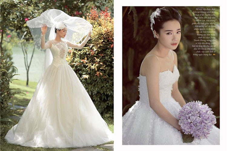 Vẻ quyến rũ của bạn gái Trường Giang khiến chiếc váy cưới trở nên lung linh hơn. Ảnh: Yan