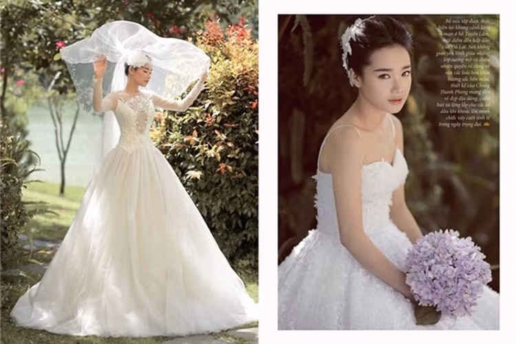 Vẻ quyến rũ của bạn gái Trường Giang khiến chiếc váy cưới trở nên lung linh hơn. Ảnh: Yan