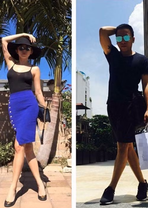 Hoàng Touliver khoe ảnh bắt chước cách tạo dáng của Tóc Tiên. Ảnh: FBNV