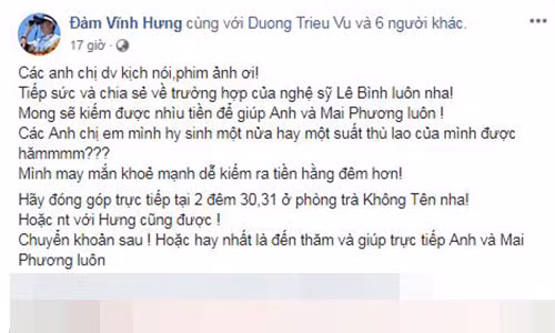 Sao Viet keu goi giup do nghe si Le Binh bi ung thu-Hinh-2