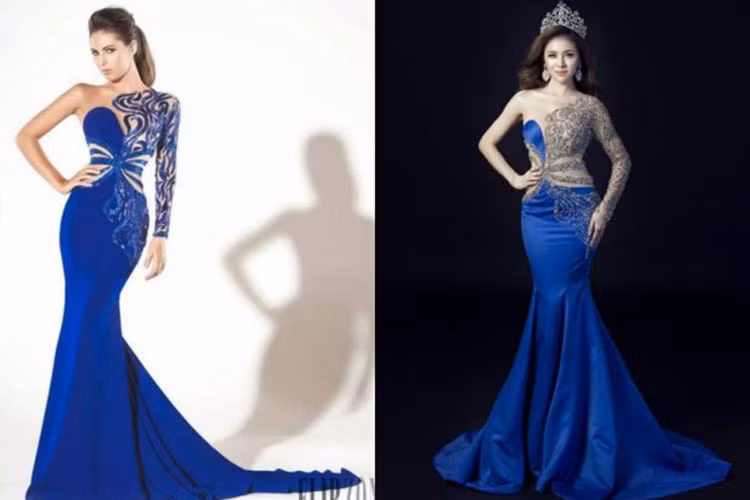 Sau scandal bị tố vô ơn, Thư Dung tiếp tục gây ồn ào. Theo đó, NTK Tuấn Hải cho rằng chiếc váy của NTK Đức Vincie được Thư Dung đặt riêng cho cuộc thi Hoa hậu Du lịch Sinh thái Quốc tế 2018 là sản phẩm đạo nhái. Về phía người mẫu Thư Dung, cô bật khóc khi biết mình diện thiết kế đạo nhái. Ảnh: Saostar