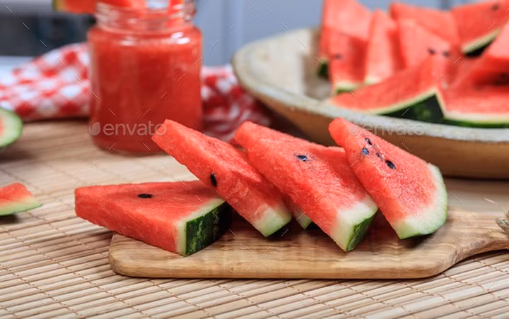 Dưa hấu: Dưa hấu là một nguồn lycopene tuyệt vời có thể làm giảm nguy cơ bệnh tim và đột quỵ bằng cách giảm cholesterol LDL. Các loại trái cây màu đỏ làm giảm nguy cơ ung thư tuyến tiền liệt và thoái hóa điểm vàng.