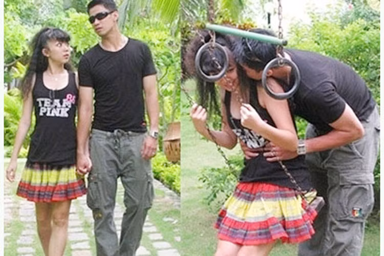 Năm 2008, Tóc Tiên công khai chuyện tình cảm với chàng trai cao 1m84 tên Chong Paul. Anh là một cầu thủ bóng rổ người Việt gốc Hoa. Ảnh: Infonet