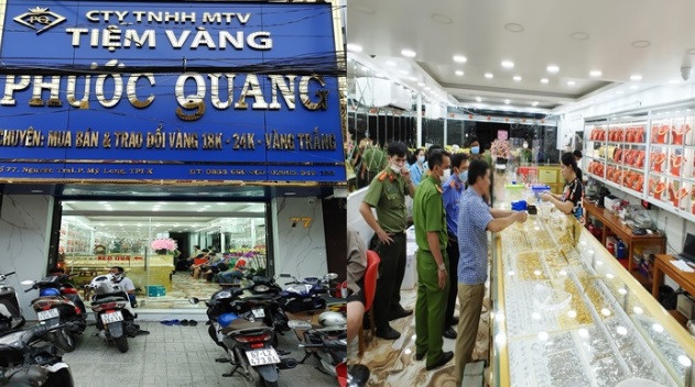 Chiều tối cùng ngày, Cơ quan Cảnh sát điều tra Công an tỉnh An Giang đã đồng loạt tiến hành khám xét tiệm vàng Phước Quang, tại số 77 đường Nguyễn Trãi, thành phố Long Xuyên, tỉnh An Giang cùng 2 địa điểm khác có liên quan đến đối tượng Nguyễn Thanh Bình và Trang Kiến Cường. 