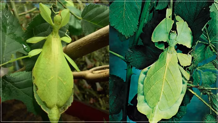 Bọ lá thậm chí còn ngụy trang khi đẻ trứng, để chúng rơi xuống nền rừng mà không bị phát hiện.