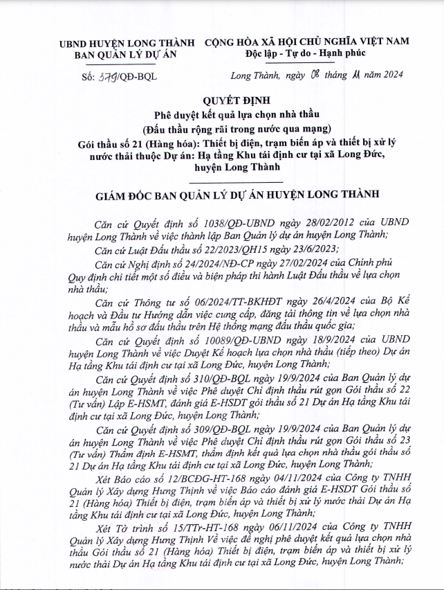 Vi sao goi thiet bi dien tai du an ha tang KDC Long Duc bi khieu nai?