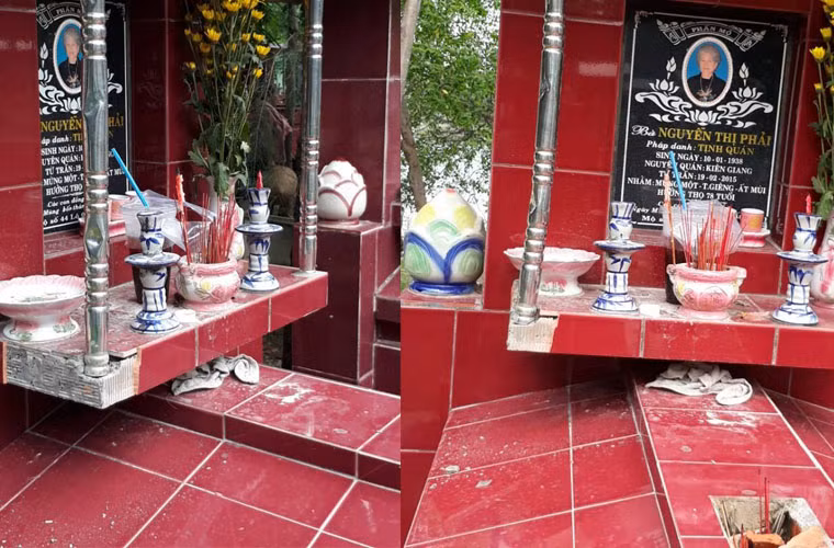 Theo ghi nhận của PV Kiến Thức, có 17 ngôi mộ bị đập, phá; trong đó có những ngôi mộ chôn cất đã lâu và cả những ngôi mộ còn mới.