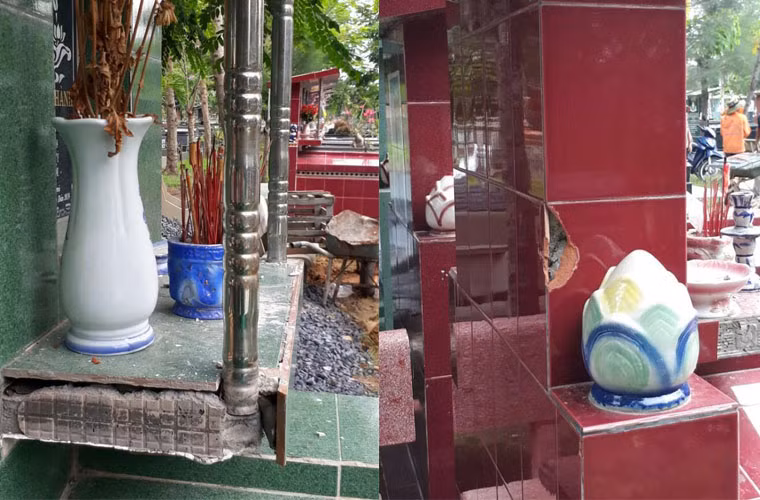 Theo thông tin ban đầu, những ngày qua, nhiều người dân chôn cất người thân ở mảnh đất cạnh nghĩa địa xã Nhơn Đức đến thắp hương thì phát hiện nhiều ngôi mộ bị đập phá hư hỏng.