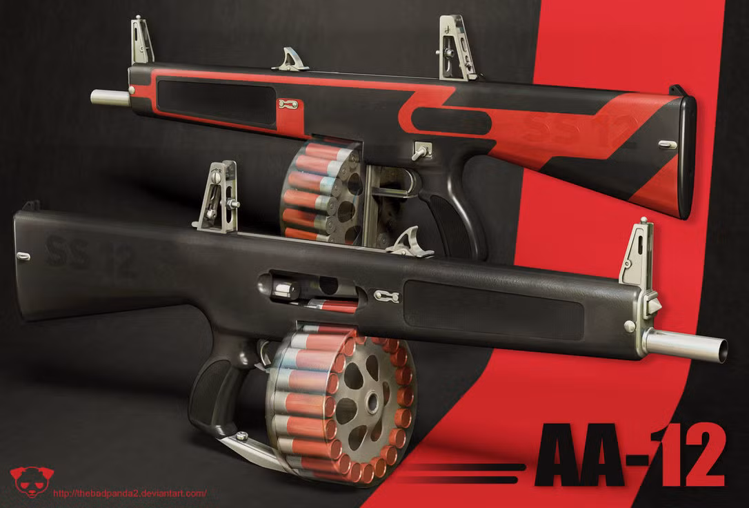 Với băng đạn lớn chúng có thể khai hỏa liên tục với tốc độ bắn lên tới 300 viên/phút, nhanh gấp nhiều lần các dòng súng shotgun trước đây và gần tiệm cận với tốc độ bắn của một số loại súng trường tấn công thông thường. Nguồn ảnh: Pinterest