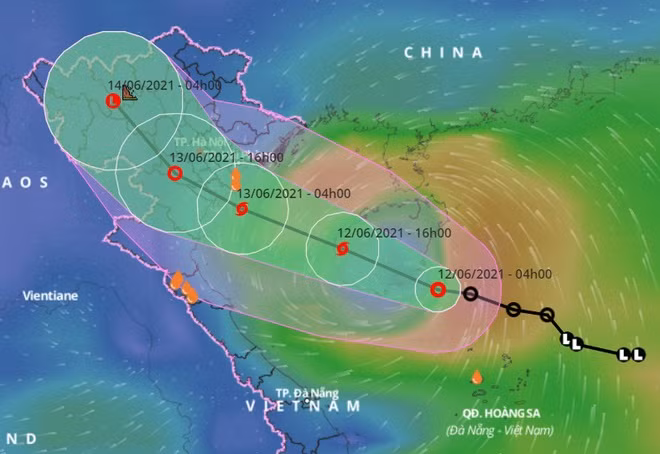 Ap thap nhiet doi co kha nang manh len thanh bao, ap sat vinh Bac Bo