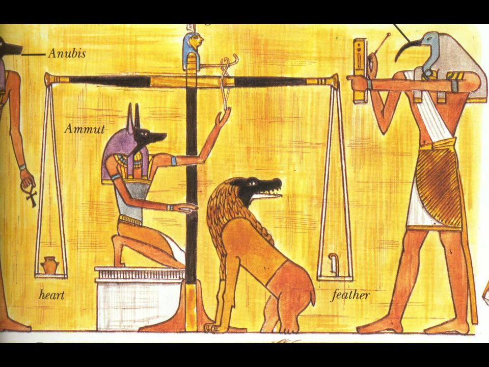 Linh hồn người chết sẽ bước vào nơi gọi là Phòng Phán xét. Tại đây, họ sẽ đọc Lời xưng tội, trong đó họ tuyên bố vô tội đối với 42 tội lỗi, và tự trừng phạt về tội ác của mình trước mặt các vị thần Osiris, Ma'at - nữ thần của sự thật và công lý, Thoth - thần sáng tác và trí tuệ và thần Anubis.