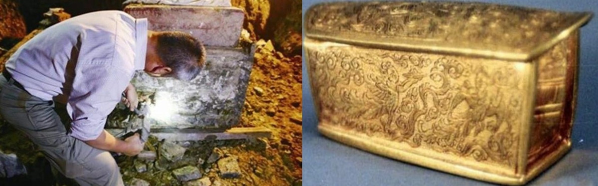 Cách đây 14 năm, một nhóm công nhân thi công bể chứa nước tại chùa Long Tuyền, tỉnh Sơn Tây, Trung Quốc. Trong quá trình làm việc, họ vô tình phát hiện dấu vết của một ngôi mộ cổ có chứa một quan tài vàng. Do đó, họ nhanh chóng thông báo cho giới chức trách và các chuyên gia khảo cổ.