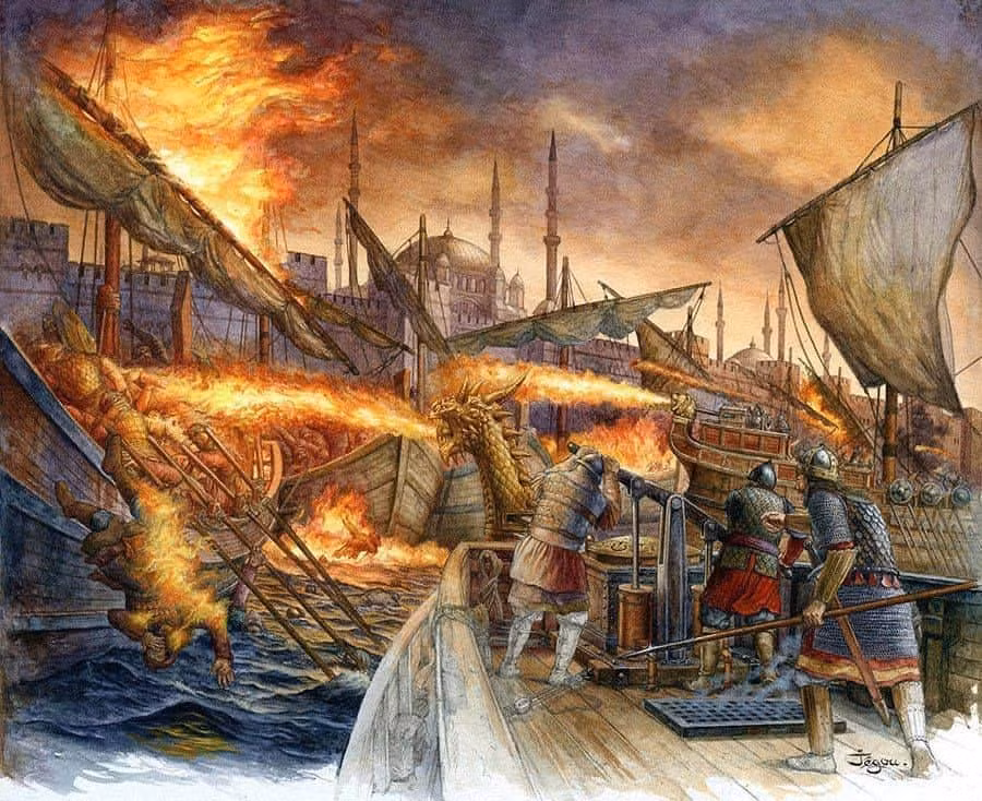 Sau khi hoàn thành, Kallinikos trình công thức lên hoàng đế Đông La Mã. Theo đó, vũ khí hủy diệt này được sản xuất và sử dụng nhằm khiến các tàu thuyền của quân địch cháy rụi.