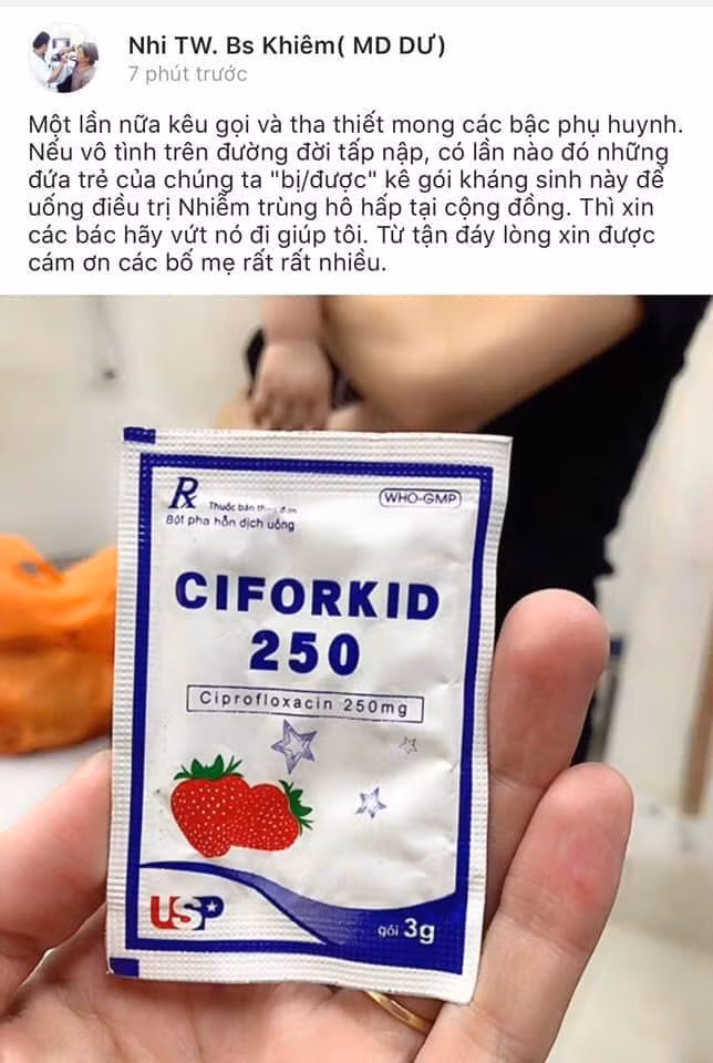 Khang sinh Ciforkid bao bi than thien tre em nhung ben trong la thuoc 