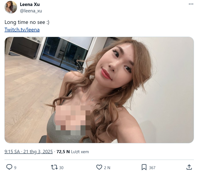 Cô đăng tải ảnh mặc áo cộc, khoe vòng 1 căng tràn, kèm thông báo stream trở lại khiến fan không thể rời mắt. (Ảnh: Gamek)