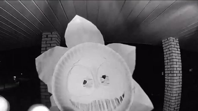 Đoạn video từ camera an ninh ghi lại cảnh "Quỷ hộp" đặt hộp xuống lúc 4h20 sáng rồi nhanh chóng biến mất. (Ảnh: WGME)