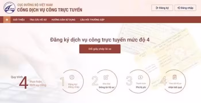 Tại trang chủ, bạn nhập từ khóa "Đổi giấy phép lái xe" vào ô tìm kiếm, chọn dịch vụ tương ứng và cơ quan thực hiện là Sở Giao thông Vận tải nơi cư trú hoặc nơi cấp giấy phép lái xe ban đầu.