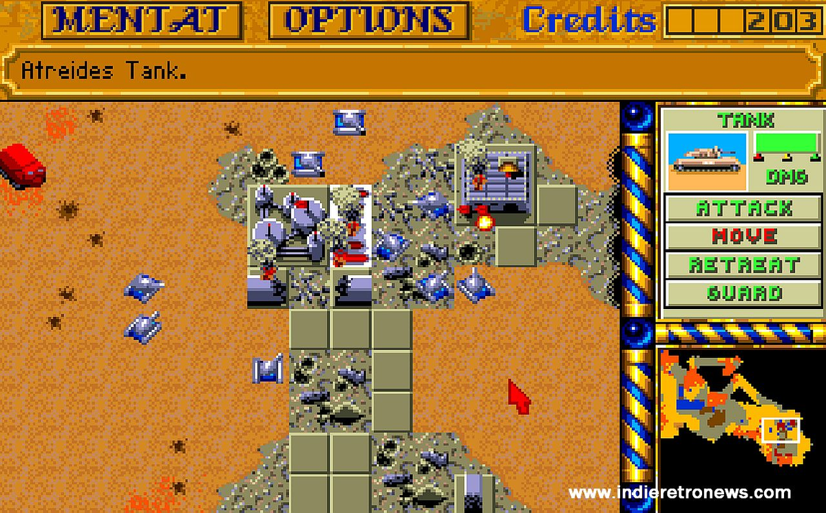 5. Dune II (1992) – "Ông tổ" của game chiến lược thời gian thực (RTS), tiền thân của loạt Command &amp; Conquer, Starcraft. (Ảnh: Indie Retro News)