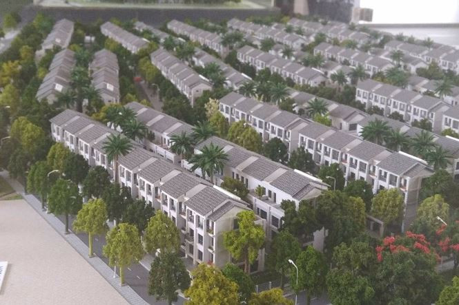 Mô hình khu ST 5 chưa được phê duyệt thay đổi nhưng chủ đầu tư đã rao bán rầm rộ. Ảnh: Tiền Phong.