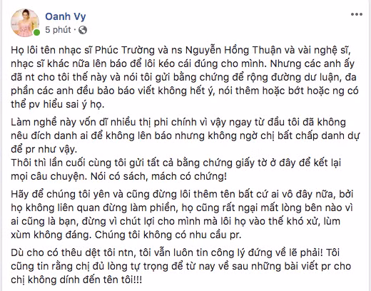 Vy Oanh tung bang chung khang dinh dan chi Minh Tuyet vi pham ban quyen